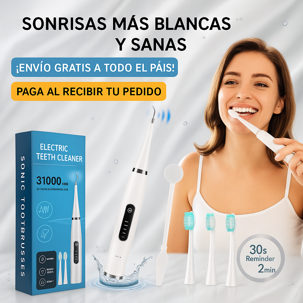 KIT DENTAL 4 EN 1: CEPILLO ELECTRICO + ELIMINADOR DE SARRO ULTRASONICO