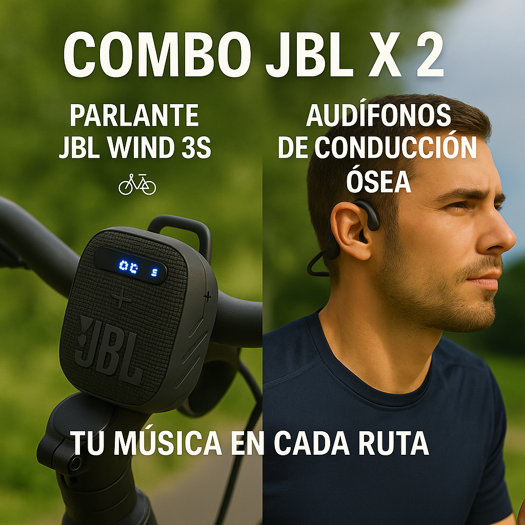 COMBO JBL X 2 || PARLANTE JBL WIND 3S + AUDIFONOS DE CONDUCCION OSEA ACUÁTICO