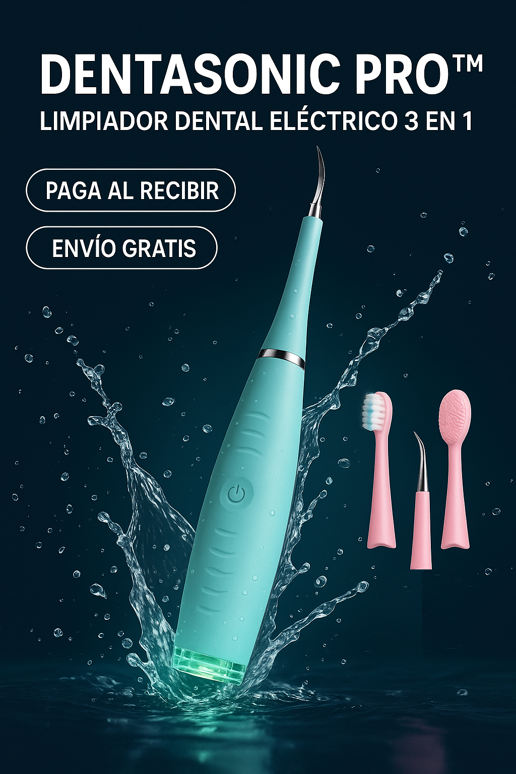 Dentasonic Pro™ || Eliminador de Sarro Eléctrico 3 en 1 con limpiador de lengua