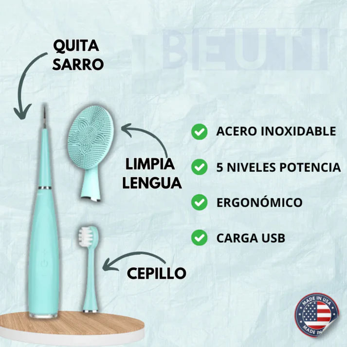 Dentasonic Pro™ || Eliminador de Sarro Eléctrico 3 en 1 con limpiador de lengua