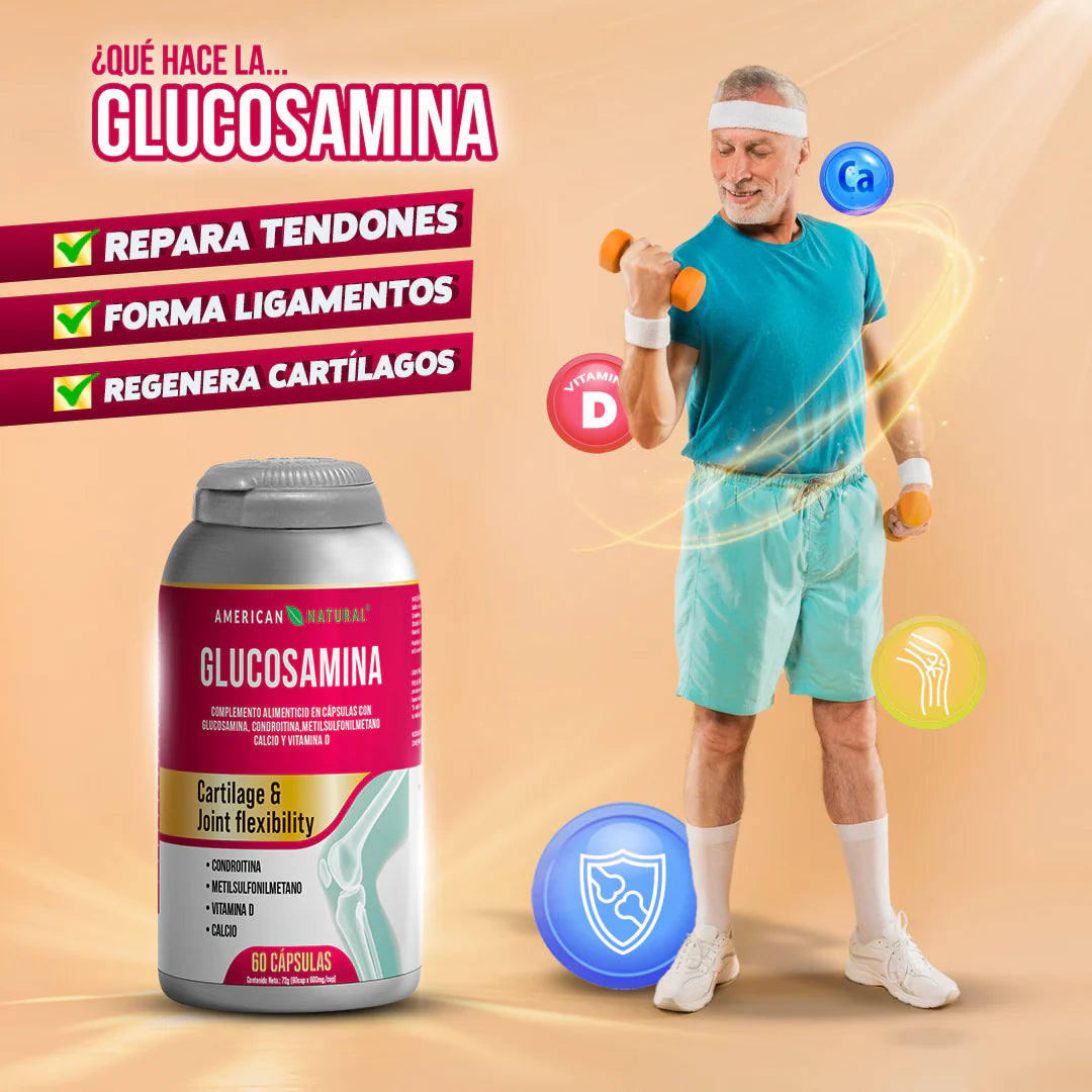 GLUCOSAMINA x 60 CAPS || SUPLEMENTO NATURAL  PARA MEJORAR LA SALUD ARTICULAR Y ÓSEA