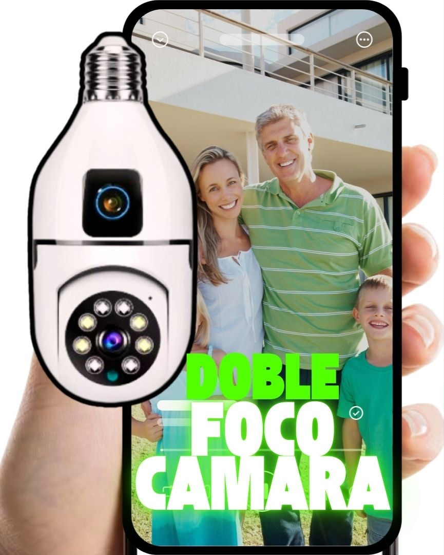 CÁMARA DE SEGURIDAD TIPO BOMBILLO DOBLE LENTE
