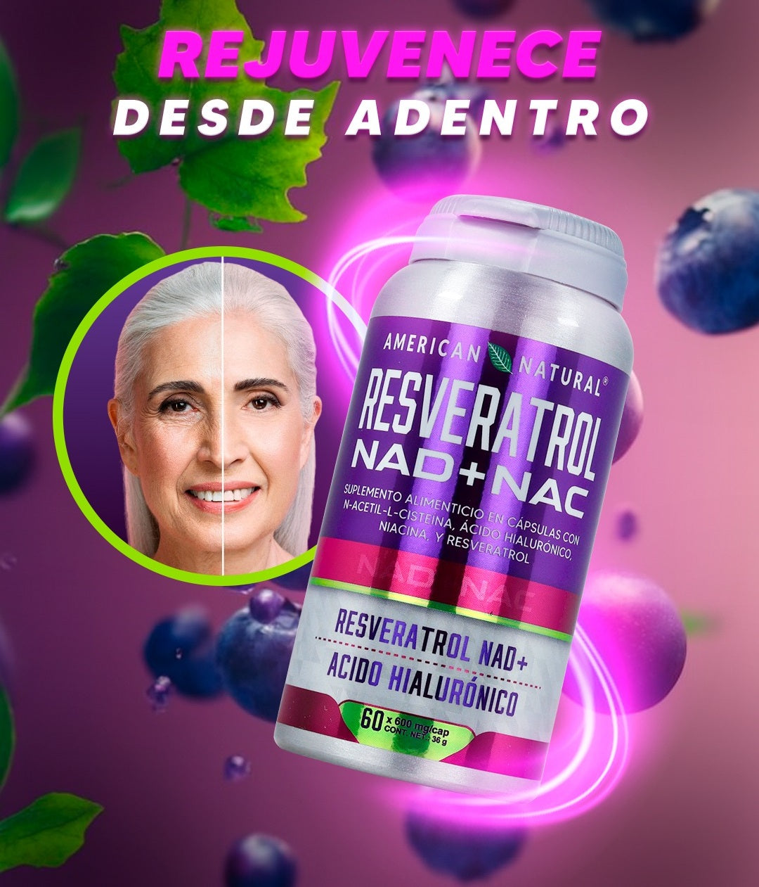 RESVERATROL NAD+NAC || SUPLEMENTO ANTIENVEJECIMIENTO Y VITALIDAD