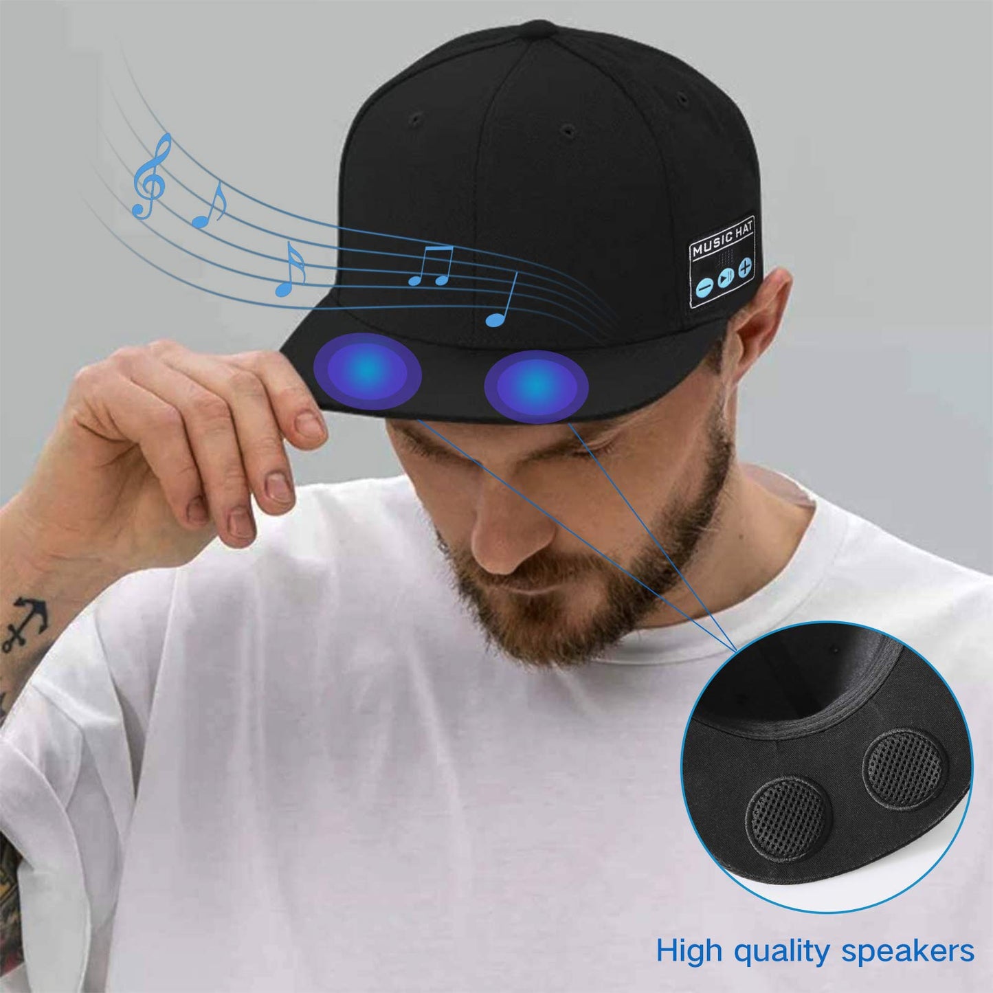 Gorro con Altavoz Bluetooth 5.0 | altavoz inteligente inalámbrico con carga USB