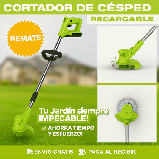 GUADAÑA CORTADORA PODADORA DE CÉSPED ELÉCTRICA INALÁMBRICA COLOR VERDE