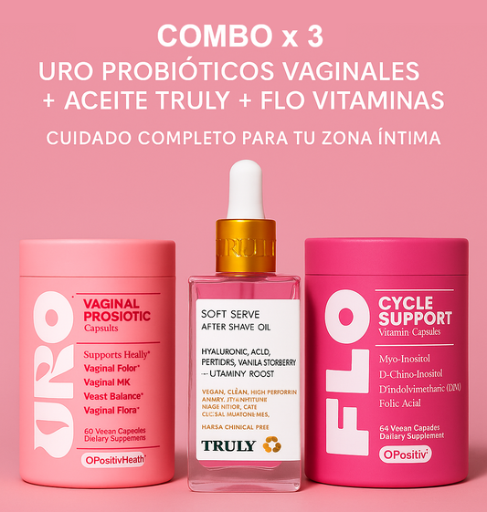 COMBO X 3 || URO PROBIÓTICOS VAGINALES + ACEITE TRULY + FLO VITAMINAS || CUIDADO COMPLETO PARA TU ZONA ÍNTIMA