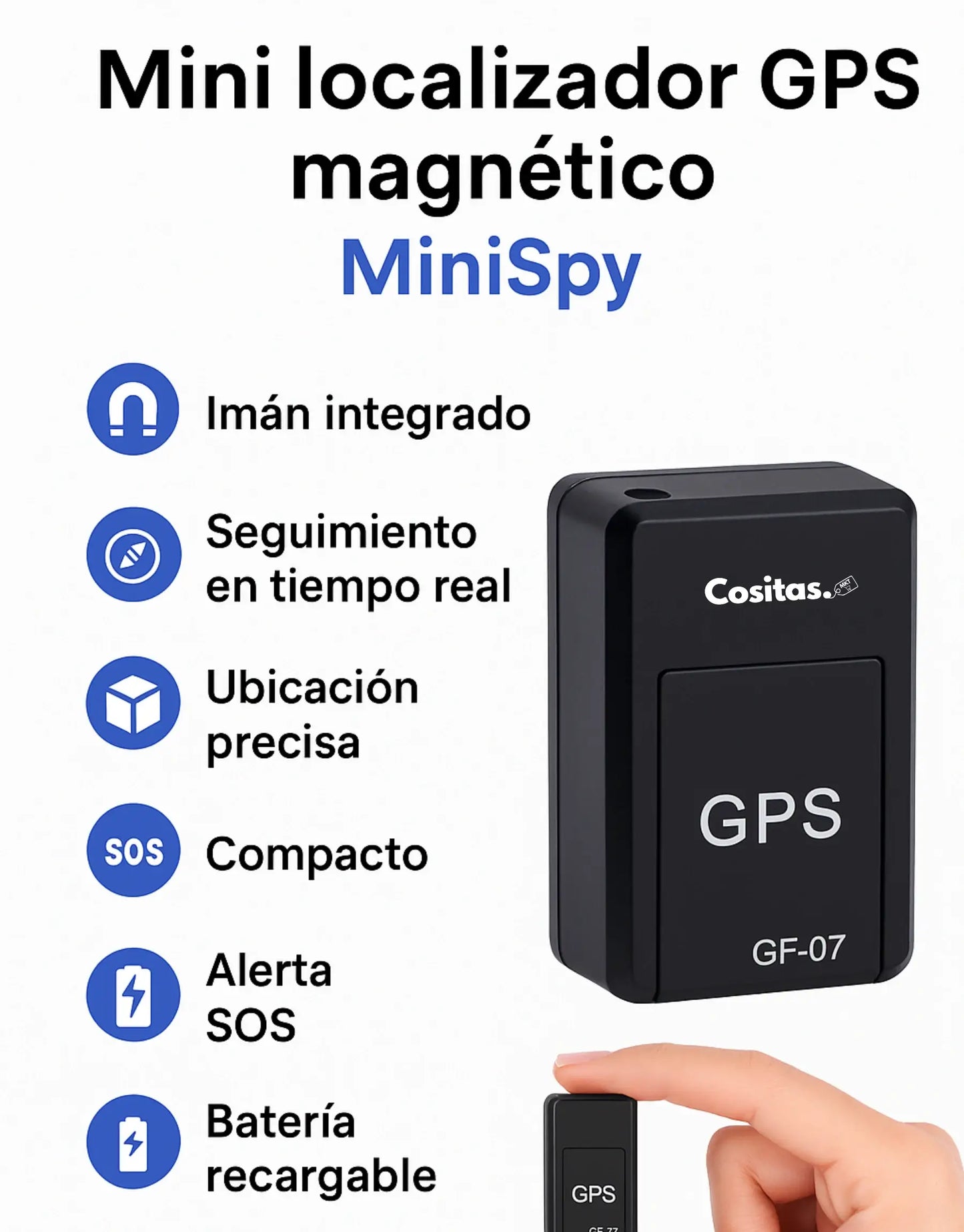 Minilocalizador Inalámbrico Recargable GPS GF-07