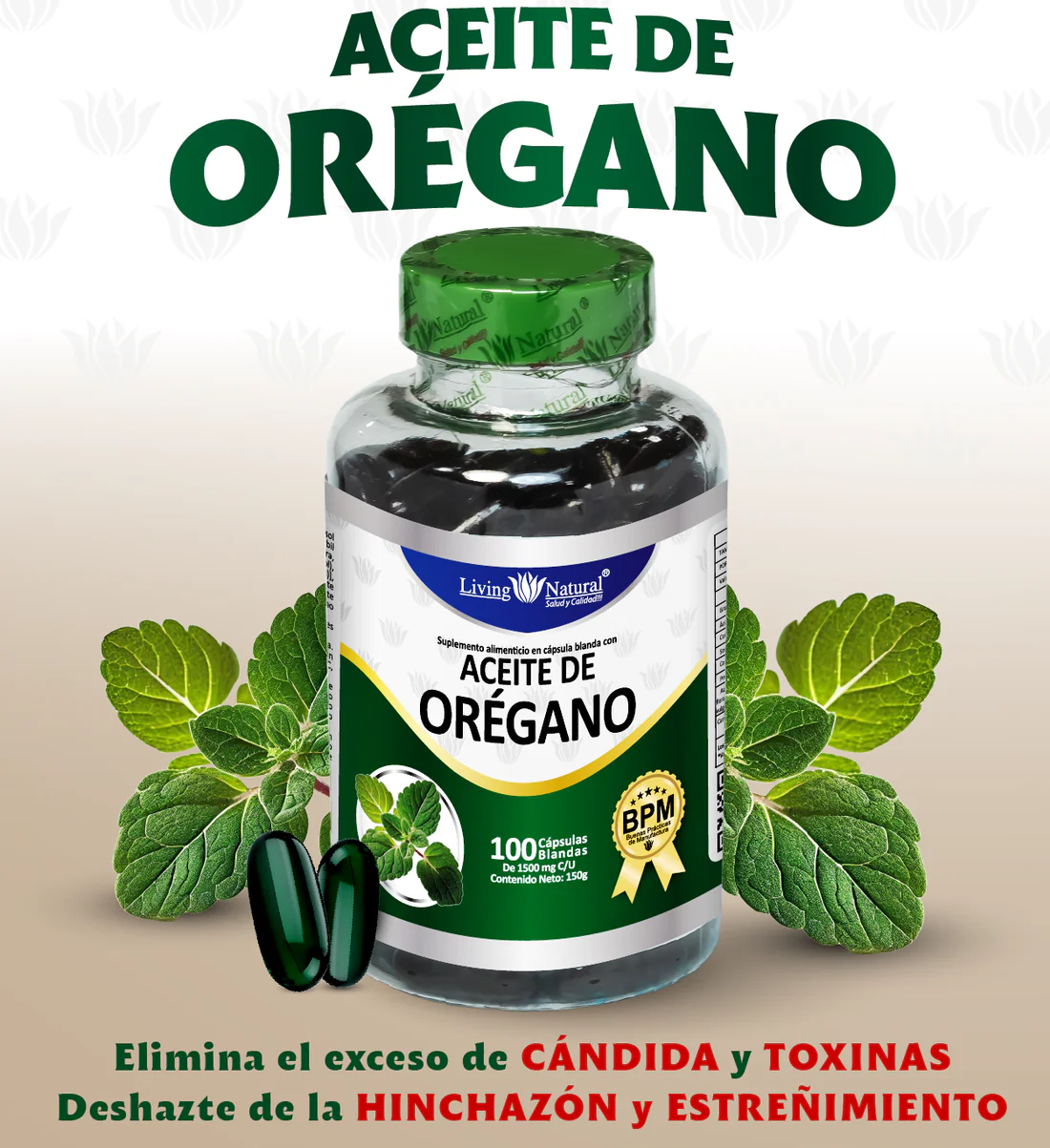 ACEITE DE OREGANO 1500MG ANTIFLAMATORIO + ANTIOXIDANTE x 100 CAP