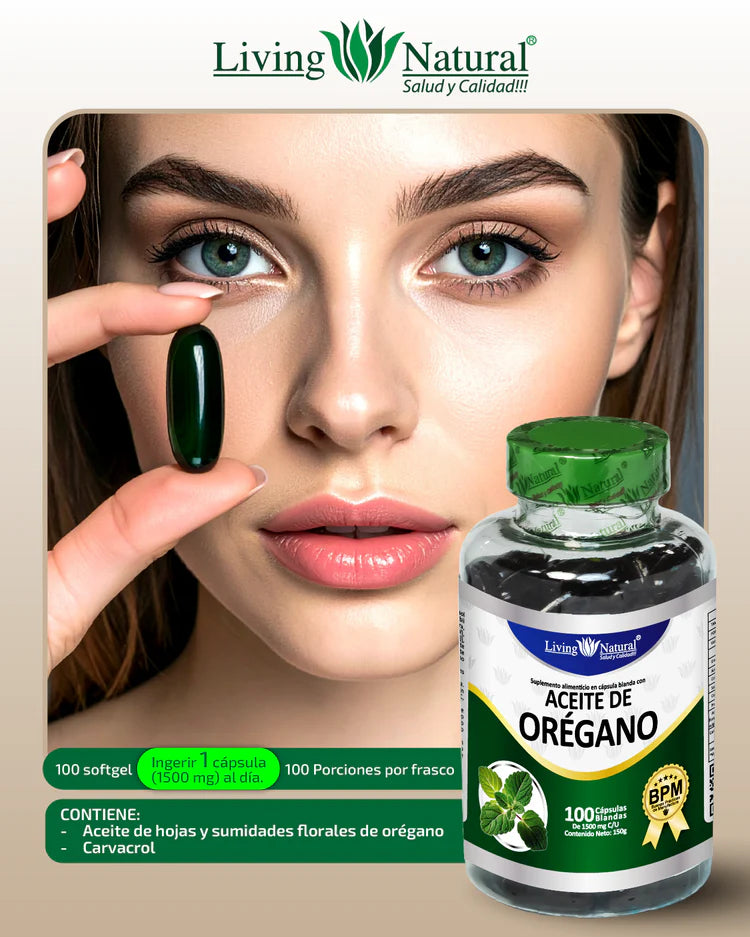 ACEITE DE OREGANO 1500MG ANTIFLAMATORIO + ANTIOXIDANTE x 100 CAP