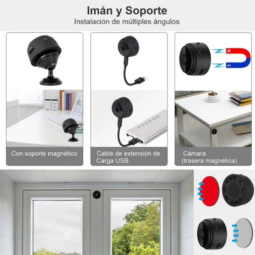Mini Cámara  de vigilancia Inalámbrica Oculta Full HD 1080P |   Video + Audio + Control desde Celular
