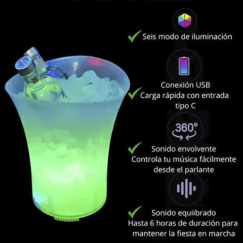 Hielera Parlante 5 litros ||  Luz LED Multicolor + Bluetooth